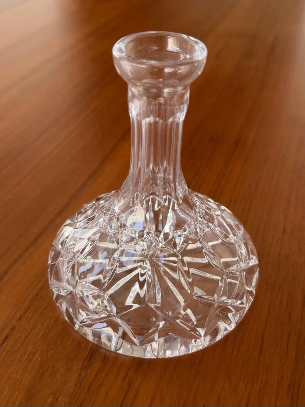 Vintage Cut Crystal ships Decanter Pinwheel Starburst Glass Barware No Stopper